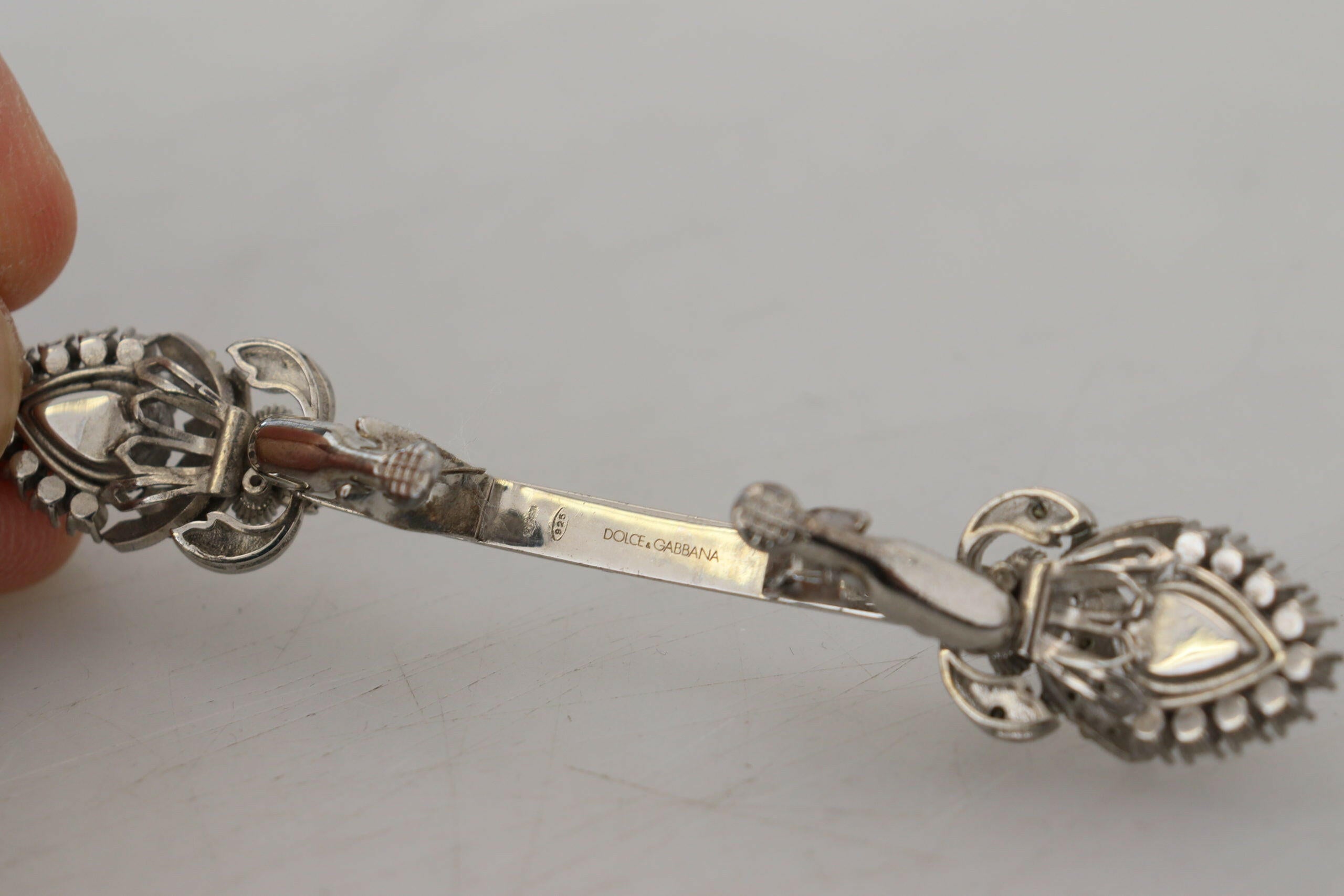 Dolce & Gabbana 925 Sterling Silver Crystals Pin Collar Brooch -   -  Dolce & Gabbana.
