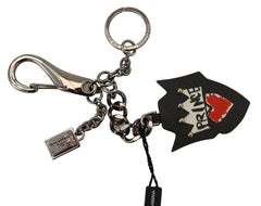 Dolce & Gabbana Black Prince Studs Logo Silver Brass Keychain -  Men´s Keychains -  Dolce & Gabbana.