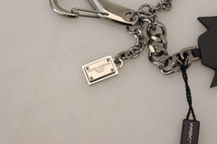 Dolce & Gabbana Black Prince Studs Logo Silver Brass Keychain -  Men´s Keychains -  Dolce & Gabbana.