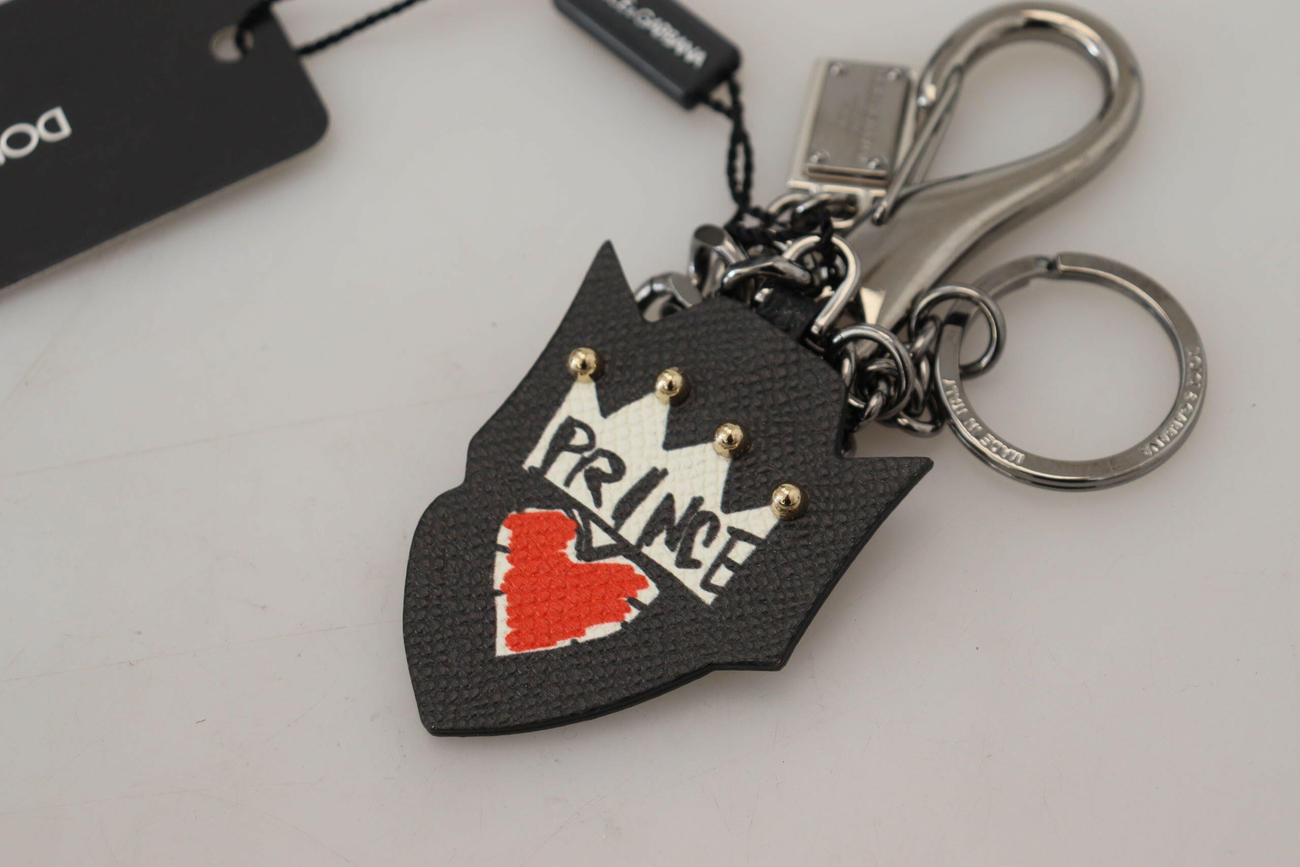 Dolce & Gabbana Black Prince Studs Logo Silver Brass Keychain -  Men´s Keychains -  Dolce & Gabbana.