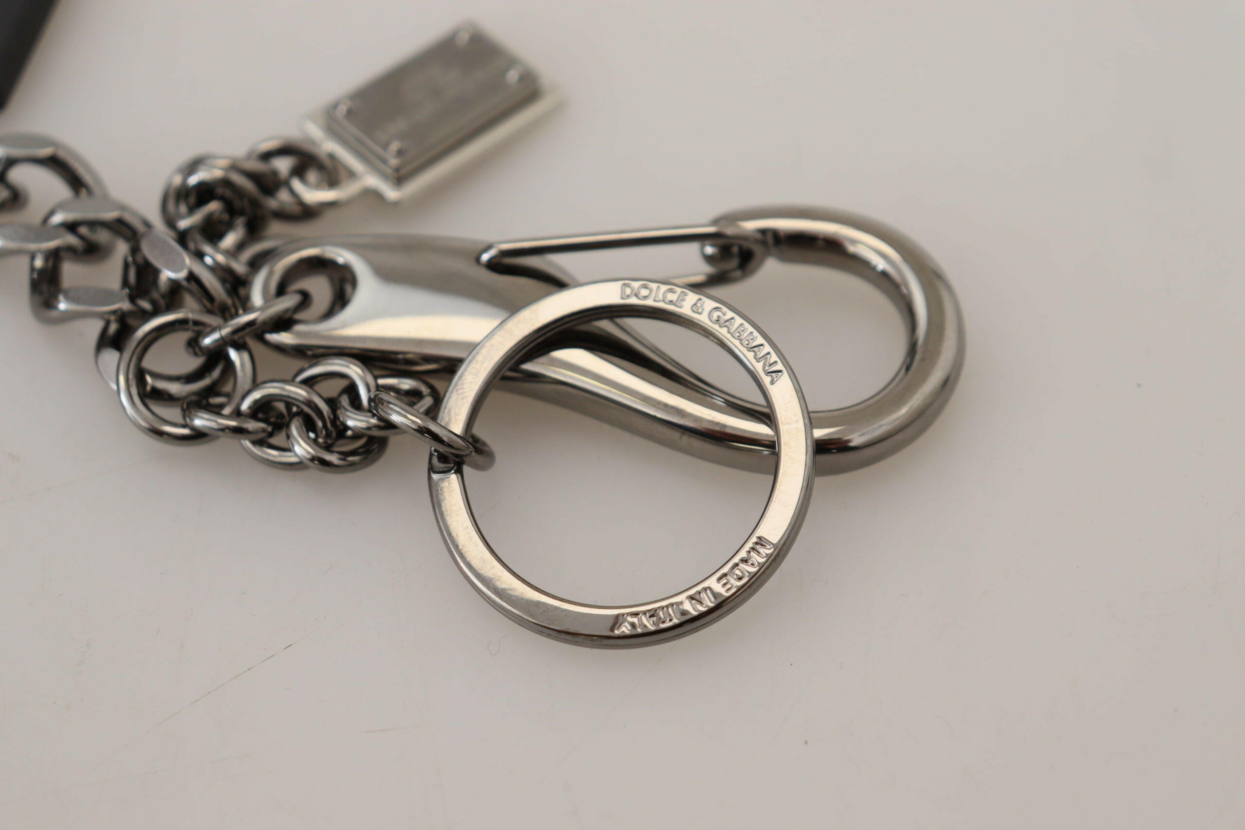Dolce & Gabbana Black Prince Studs Logo Silver Brass Keychain -  Men´s Keychains -  Dolce & Gabbana.