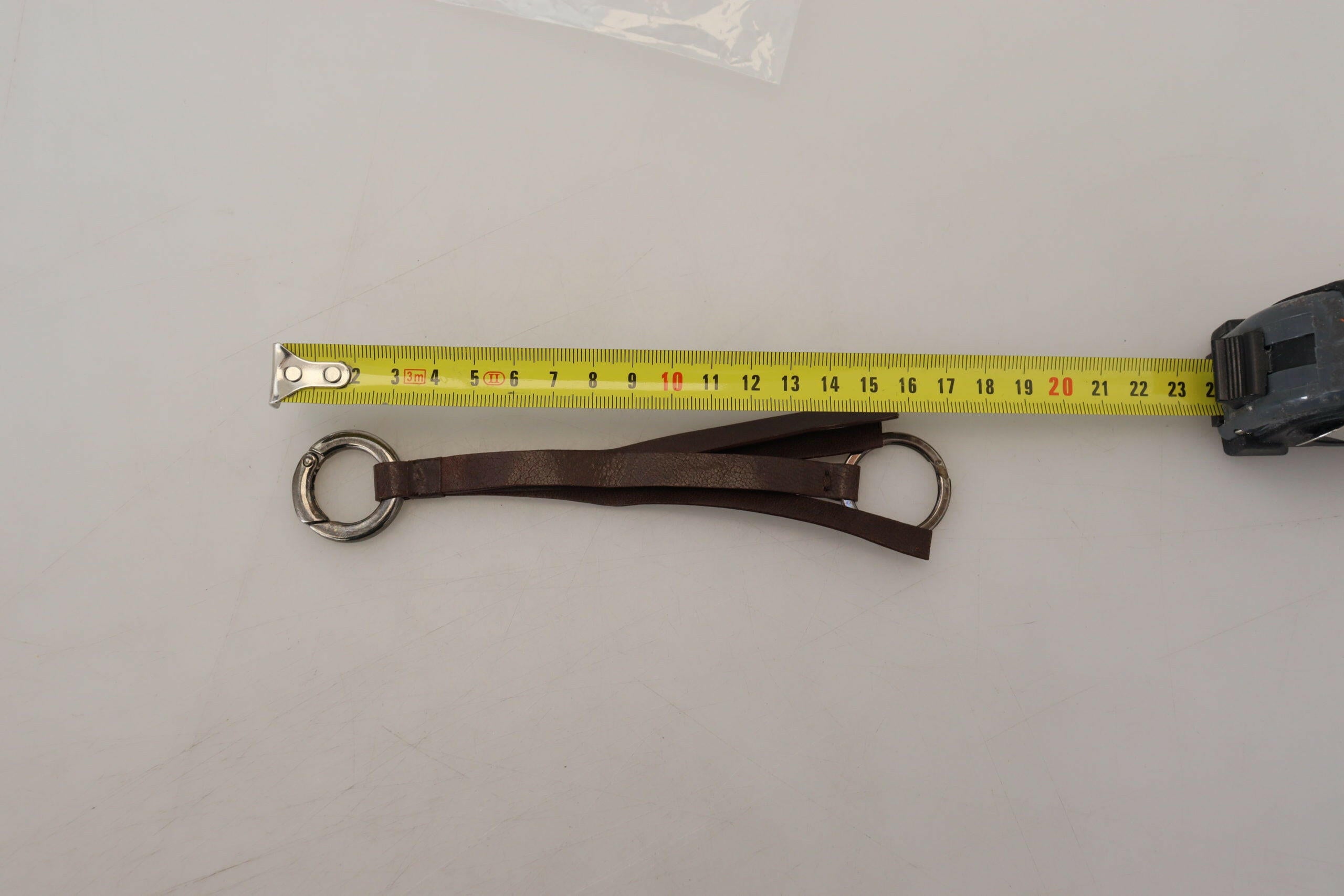 Costume National Brown Leather Silver Tone Metal Keyring Keychain -   -  Costume National.