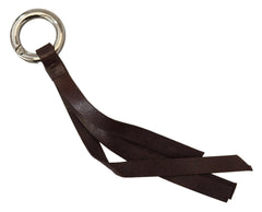 Costume National Brown Leather Silver Tone Metal Keyring Keychain -   -  Costume National.