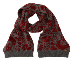 GF Ferre Red Grey Knitted Wrap Warmer Womens Shawl Scarf -   -  GF Ferre.