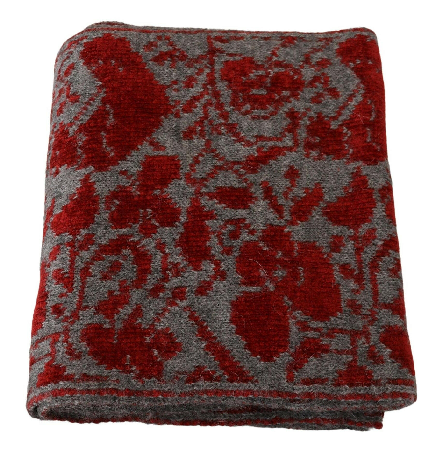 GF Ferre Red Grey Knitted Wrap Warmer Womens Shawl Scarf -   -  GF Ferre.