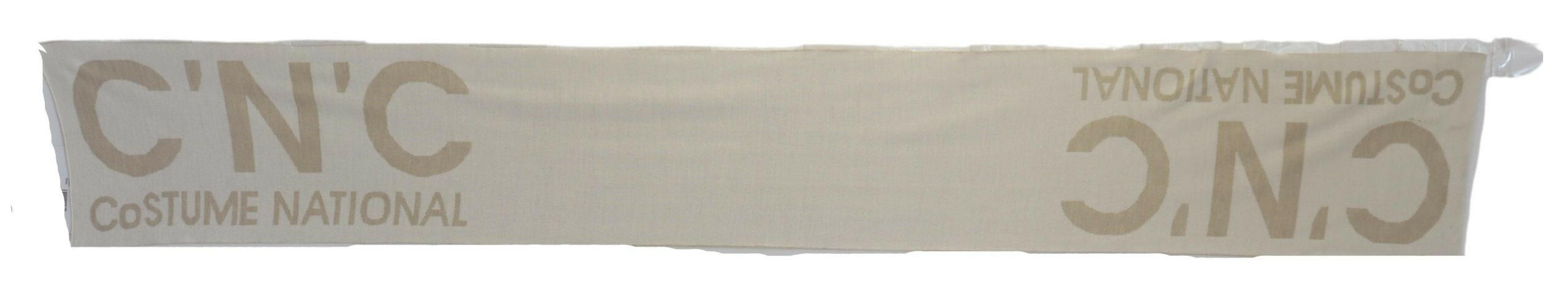 Costume National Beige White Logo Wrap Warmer Shawl Scarf -   -  Costume National.