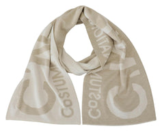 Costume National Beige White Logo Wrap Warmer Shawl Scarf -   -  Costume National.