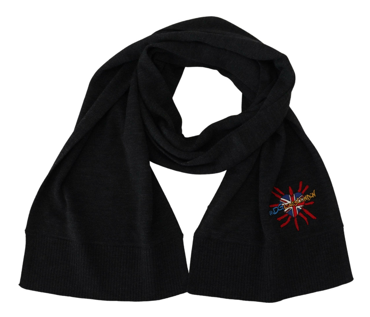 Dolce & Gabbana Black Sacred Heart #DGLovesLondon Wrap Scarf -   -  Dolce & Gabbana.