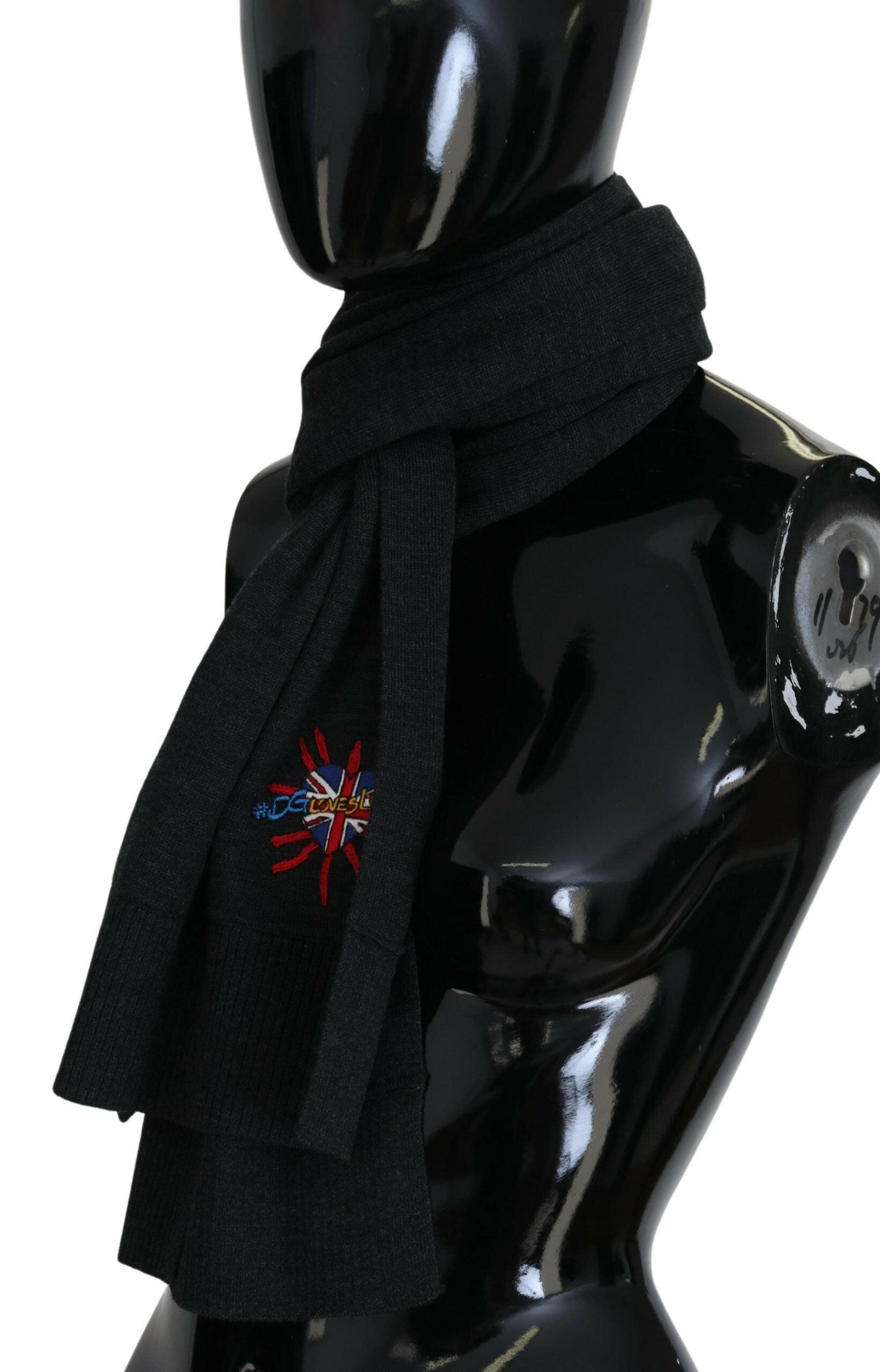 Dolce & Gabbana Black Sacred Heart #DGLovesLondon Wrap Scarf -   -  Dolce & Gabbana.