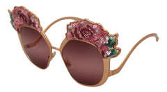 Dolce & Gabbana Pink Gold Rose Sequin Embroidery DG2202 Sunglasses -  Jewellery, Women -  Dolce & Gabbana.