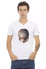 Trussardi Action White Cotton Men's V-Neck T-Shirt -   -  Trussardi Action.