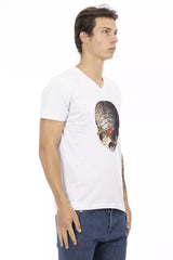 Trussardi Action White Cotton Men's V-Neck T-Shirt -   -  Trussardi Action.