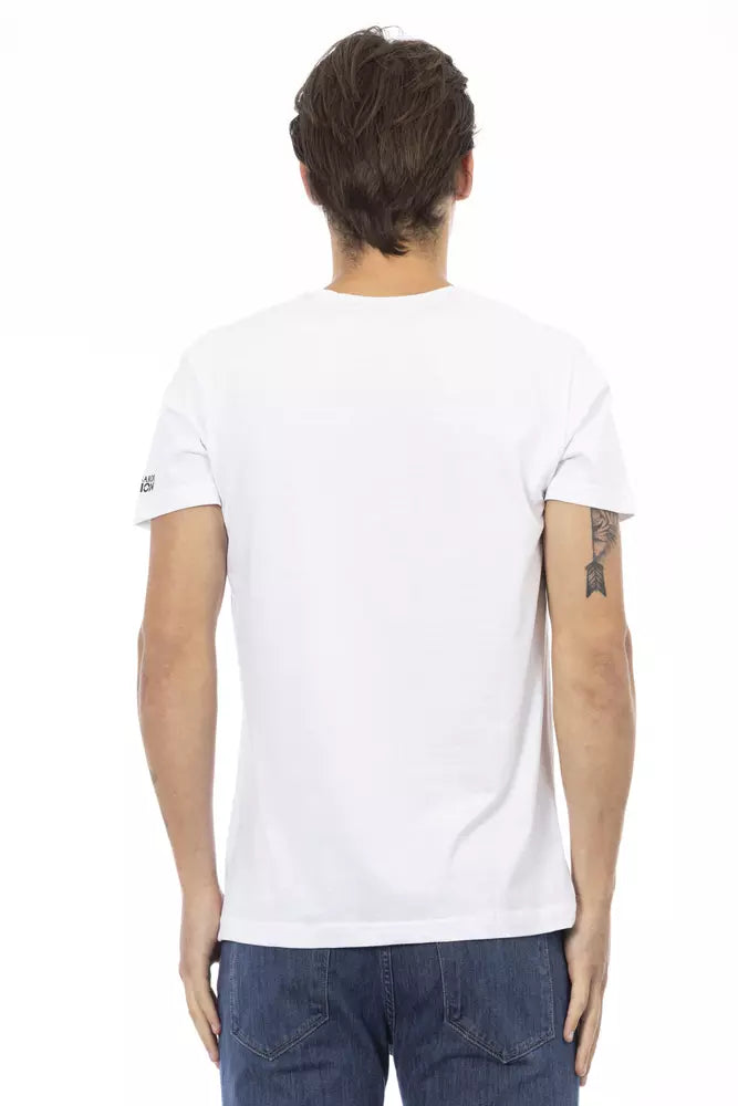 Trussardi Action White Cotton Men's V-Neck T-Shirt -   -  Trussardi Action.