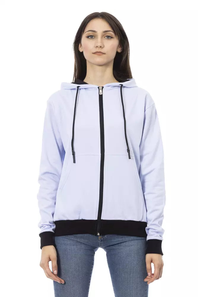 Baldinini Trend Purple Cotton Women Sweater with Adjustable Hood -   -  Baldinini Trend.