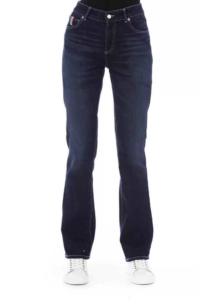 Baldinini Trend Blue Cotton Women Jeans with Tricolor Pocket Detail -   -  Baldinini Trend.