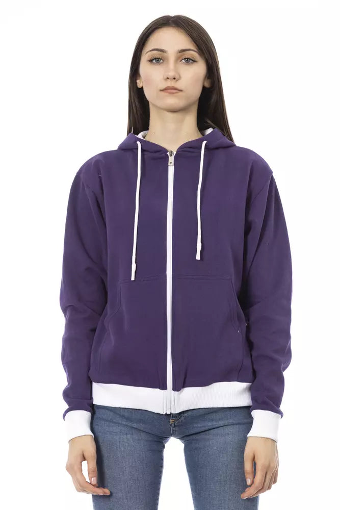 Baldinini Trend Purple Cotton Women Sweater with Adjustable Hood -   -  Baldinini Trend.