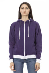 Baldinini Trend Purple Cotton Women Sweater with Adjustable Hood -   -  Baldinini Trend.