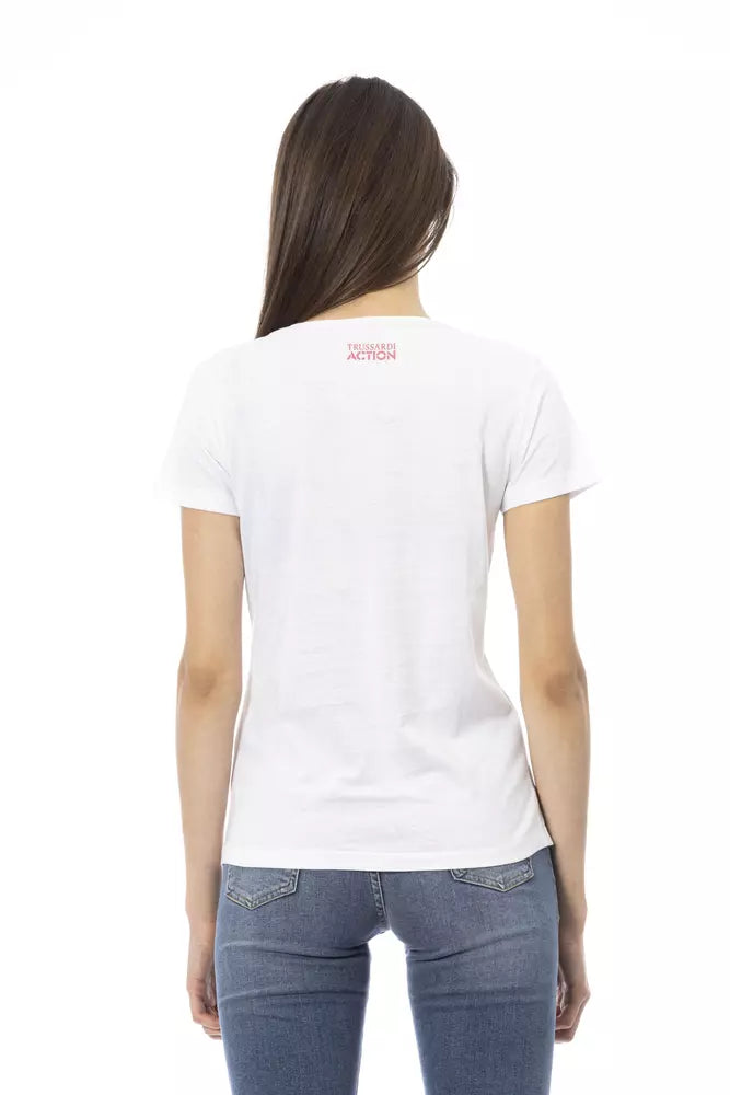 Trussardi Action Chic White Tee with Graphic Flair -   -  Trussardi Action.