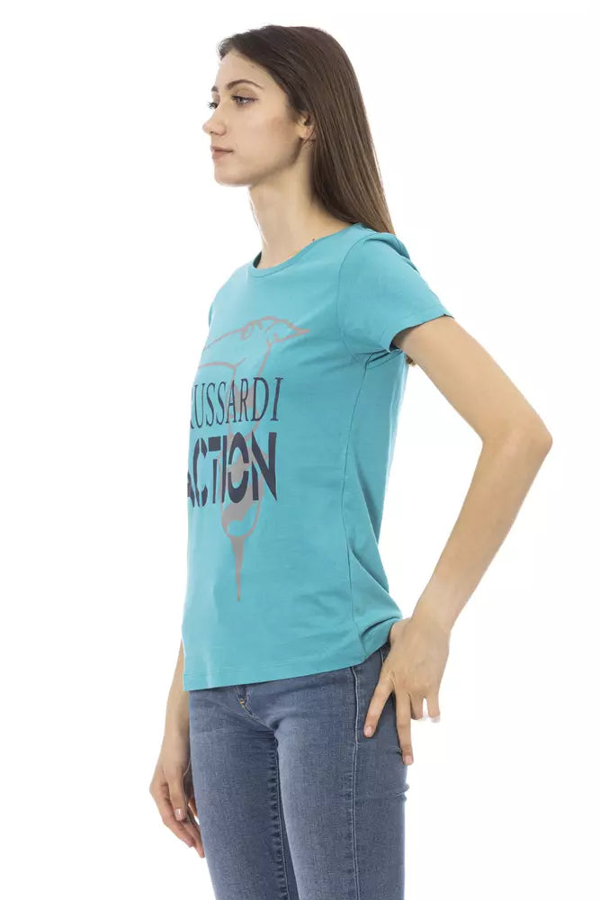 Trussardi Action Light Blue Cotton Women T-Shirt -   -  Trussardi Action.