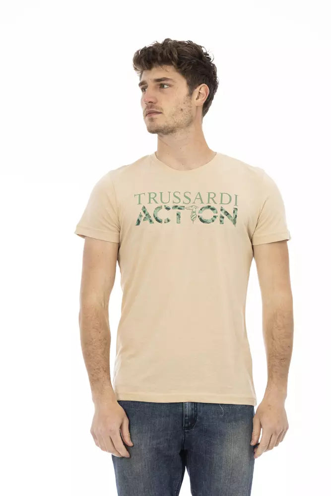 Trussardi Action Beige Cotton Men T-Shirt -   -  Trussardi Action.