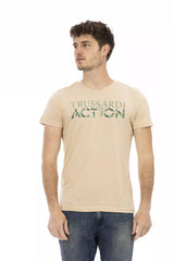 Trussardi Action Beige Cotton Men T-Shirt -   -  Trussardi Action.