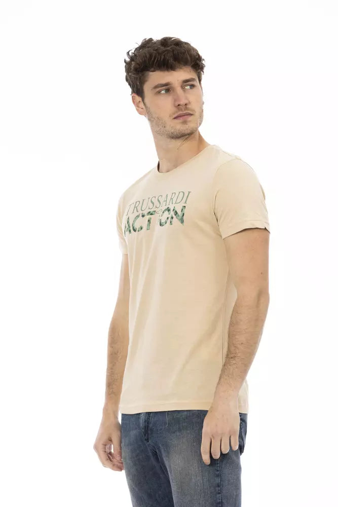 Trussardi Action Beige Cotton Men T-Shirt -   -  Trussardi Action.