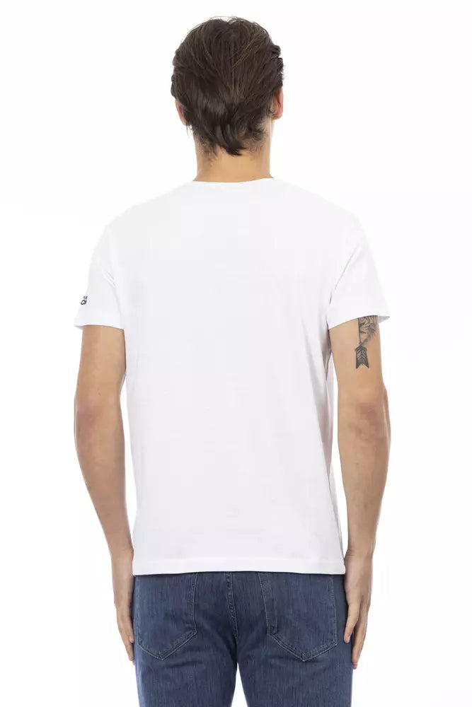 Trussardi Action Elegant V-Neck Tee with Chic Front Print -   -  Trussardi Action.