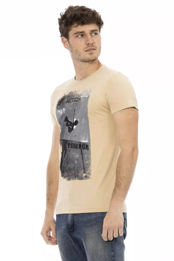 Trussardi Action Beige Cotton Men T-Shirt -   -  Trussardi Action.