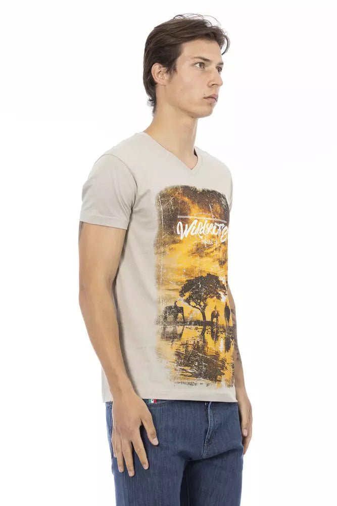 Trussardi Action Beige Cotton Men T-Shirt -   -  Trussardi Action.