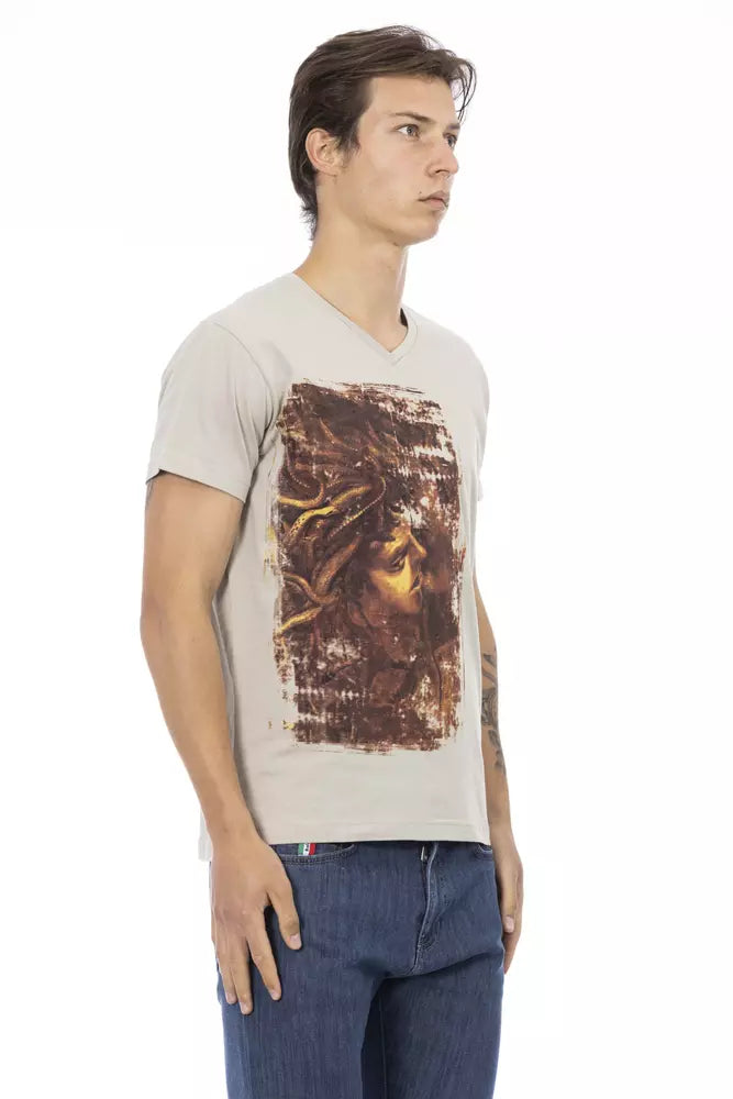 Trussardi Action Beige Cotton Men T-Shirt -   -  Trussardi Action.