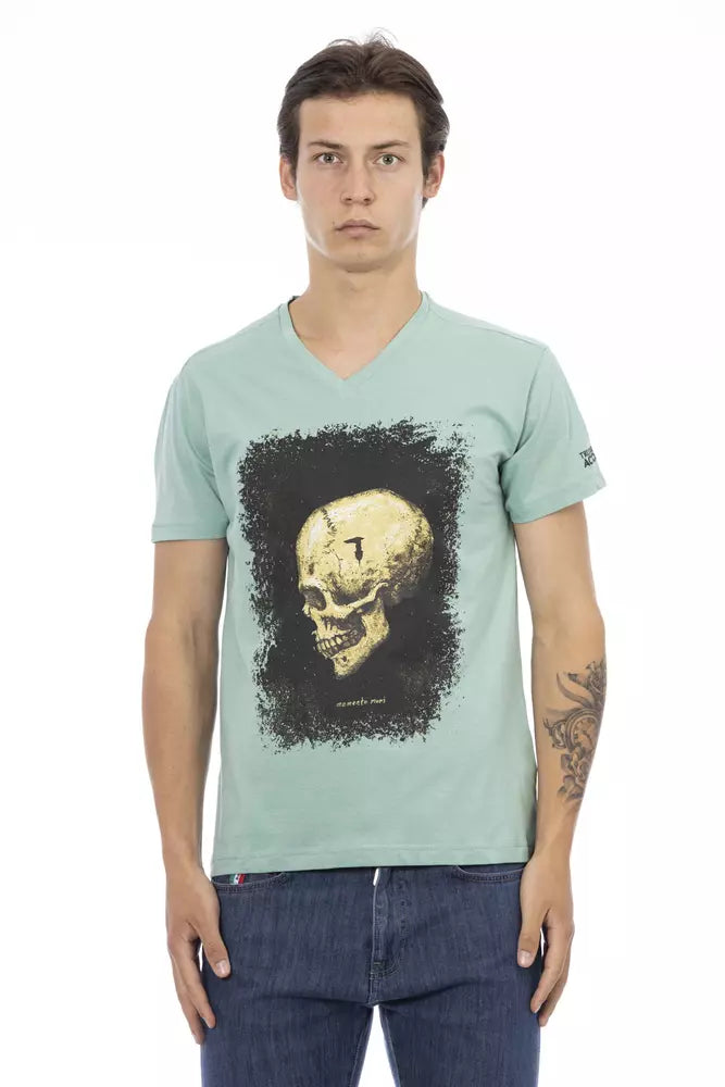 Trussardi Action Green Cotton Men V-Neck T-Shirt -   -  Trussardi Action.