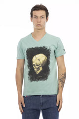 Trussardi Action Green Cotton Men V-Neck T-Shirt -   -  Trussardi Action.