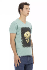 Trussardi Action Green Cotton Men V-Neck T-Shirt -   -  Trussardi Action.