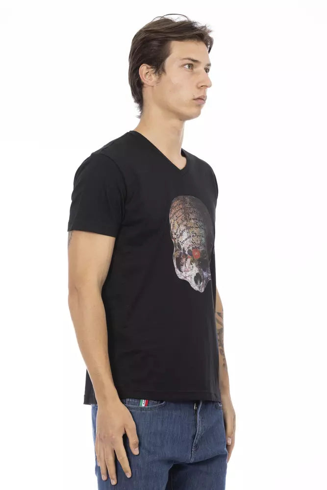 Trussardi Action Black Cotton Men's V-Neck T-Shirt -   -  Trussardi Action.
