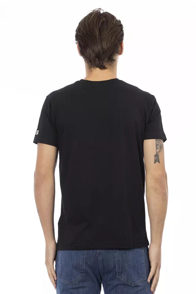 Trussardi Action Black Cotton Men's V-Neck T-Shirt -   -  Trussardi Action.