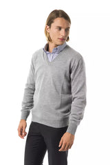 Uominitaliani Gray Wool Men Sweater -   -  Uominitaliani.