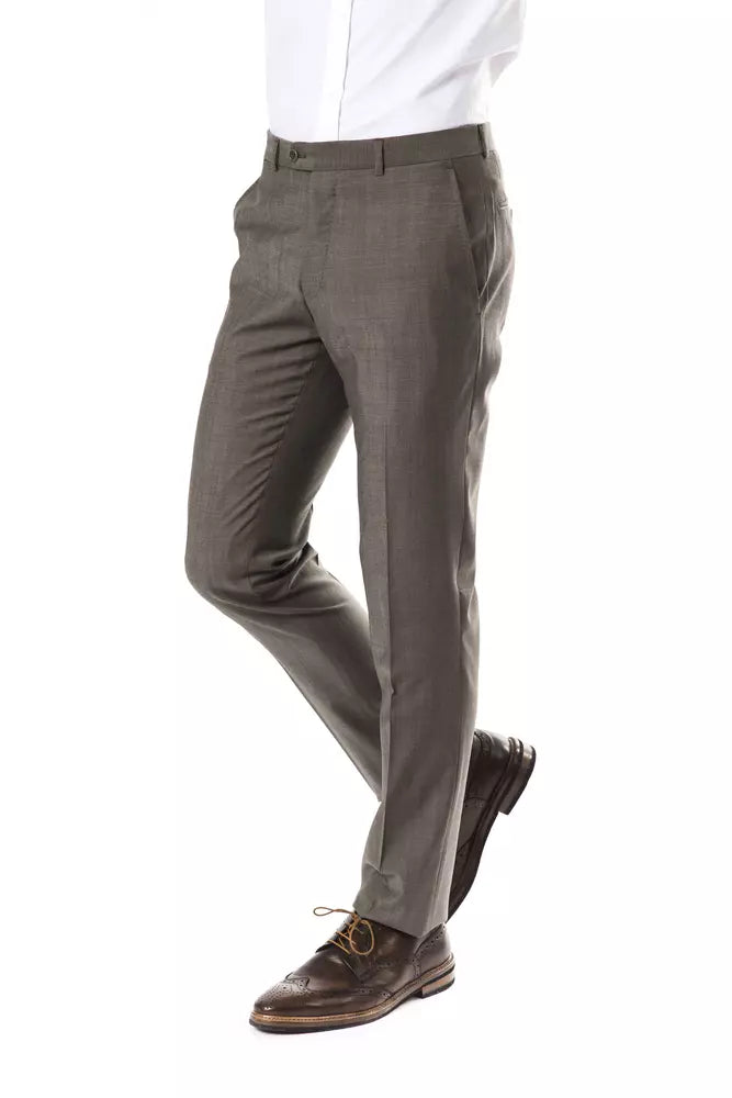 Uominitaliani Gray Wool Men Pant -   -  Uominitaliani.