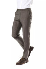 Uominitaliani Gray Wool Men Pant -   -  Uominitaliani.