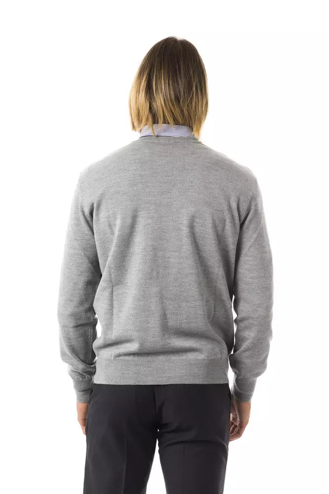 Uominitaliani Gray Wool Men Sweater -   -  Uominitaliani.