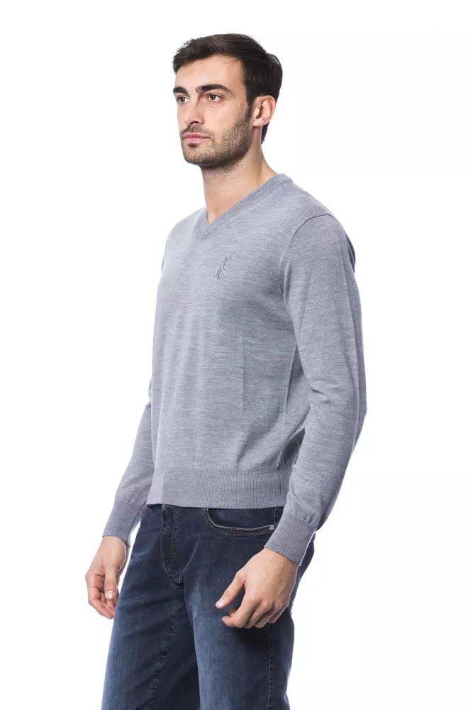 Billionaire Italian Couture Gray Merino Wool Men Sweater -   -  Billionaire Italian Couture.