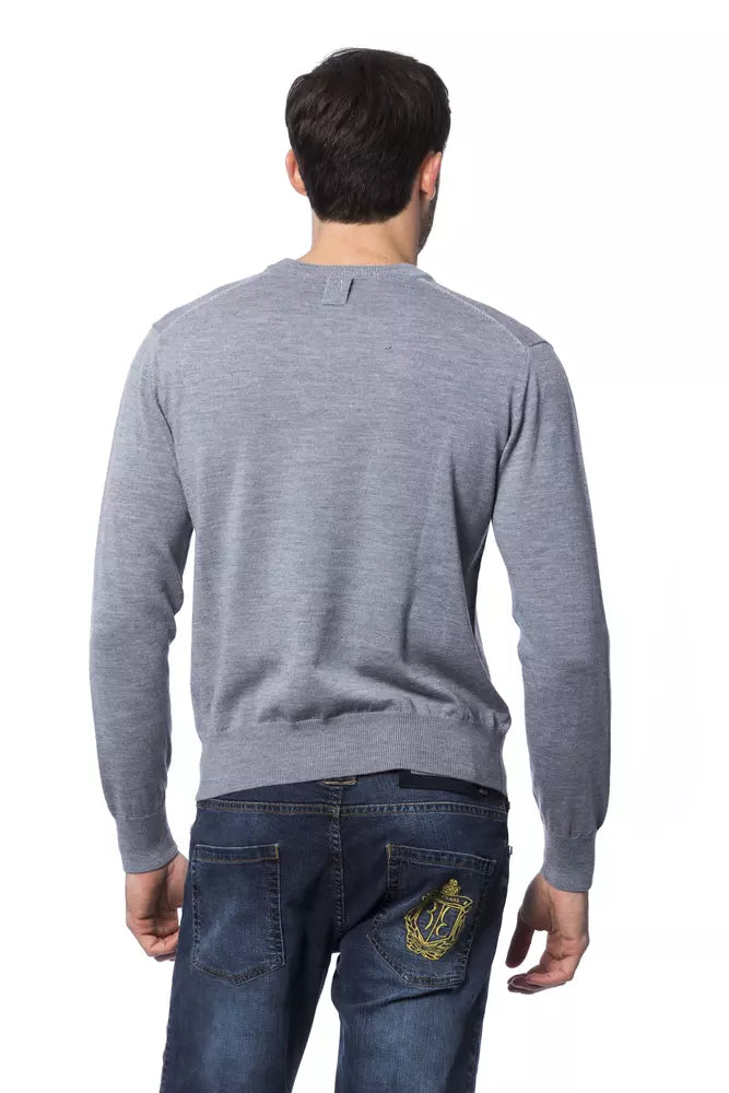 Billionaire Italian Couture Gray Merino Wool Men Sweater -   -  Billionaire Italian Couture.
