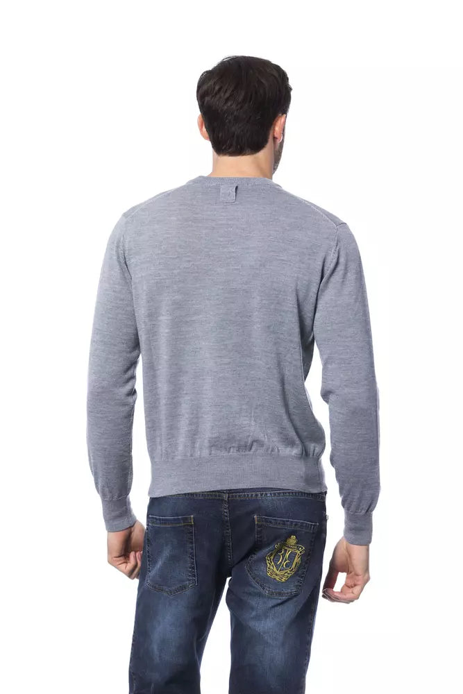 Billionaire Italian Couture Gray Merino Wool Men Sweater -   -  Billionaire Italian Couture.