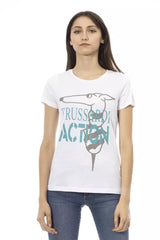 Trussardi Action Chic White Printed Tee: Summer Wardrobe Essential -   -  Trussardi Action.