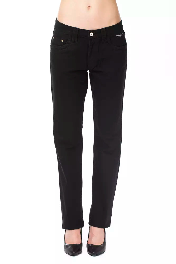 Ungaro Fever - Classic Regular Fit Straight Leg Cotton Pant - Black
