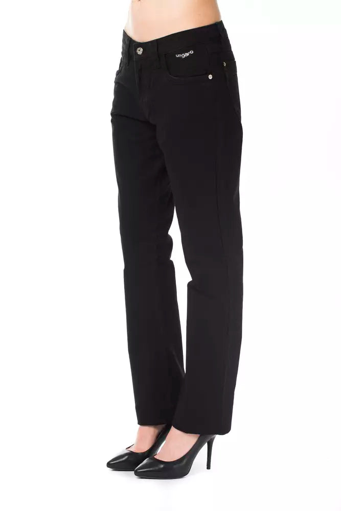 Ungaro Fever - Classic Regular Fit Straight Leg Cotton Pant - Black