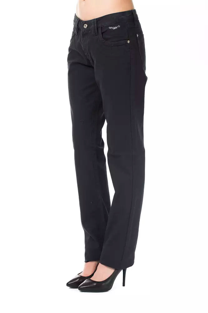 Ungaro Fever - Chic Regular Fit Straight Leg Cotton Pants - Blue