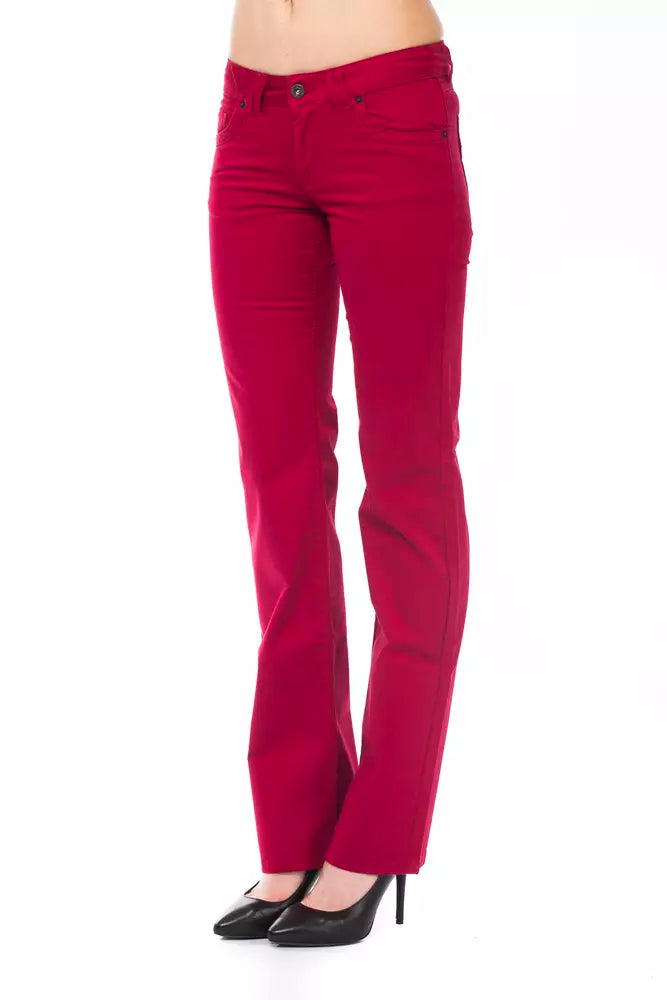 Ungaro Fever - Bold Regular Fit Cotton Straight Leg Pants - Red