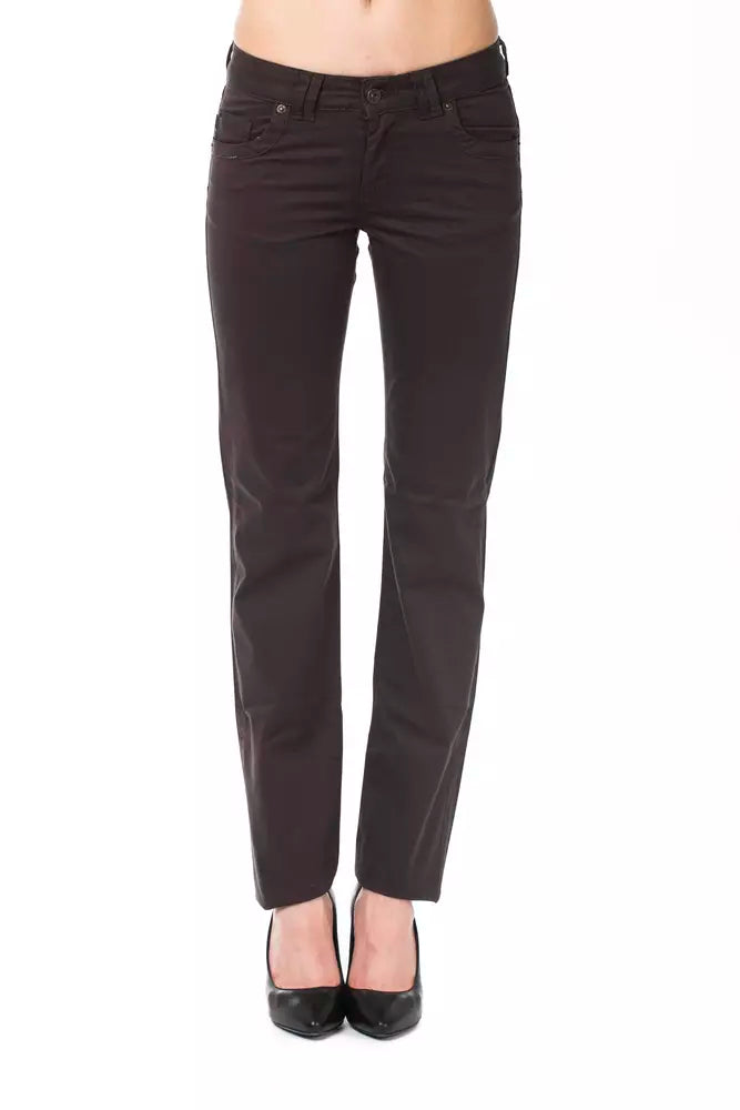 Ungaro Fever - Sophisticated Regular Fit Straight Leg Cotton Pants - Brown