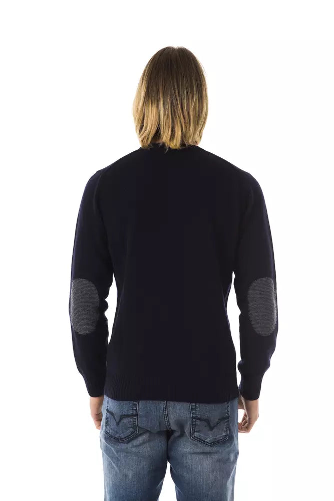 Uominitaliani Blue Wool Men Sweater -   -  Uominitaliani.