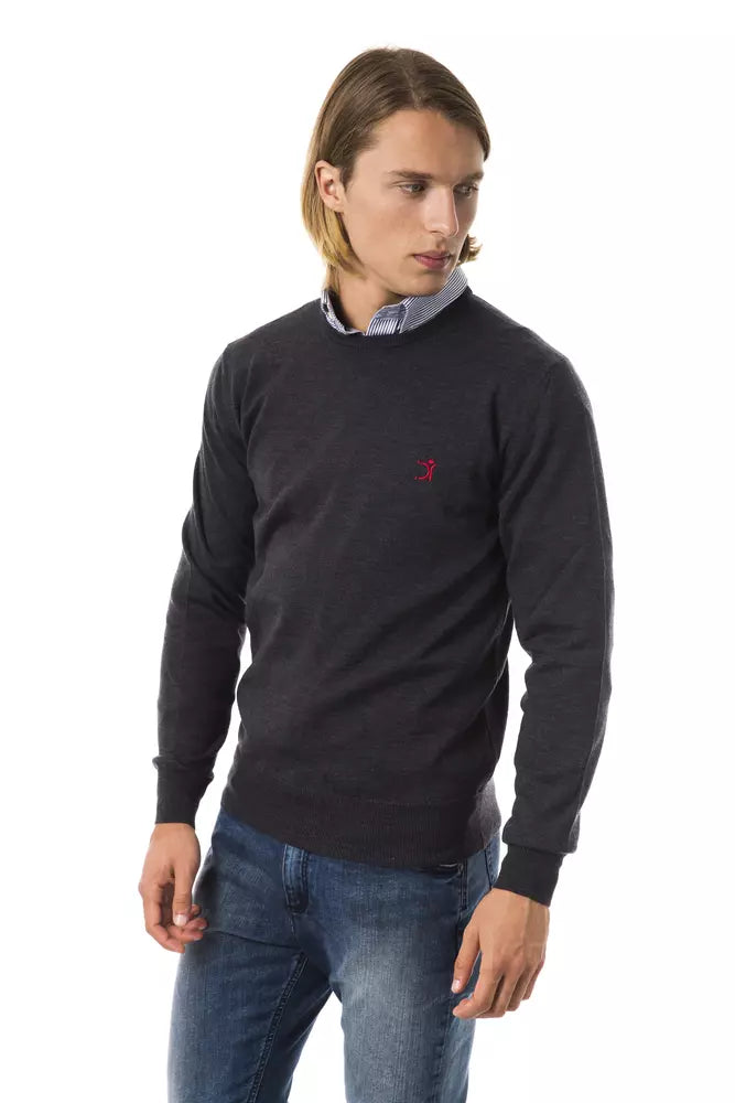 Uominitaliani Gray Merino Wool Men Sweater -   -  Uominitaliani.